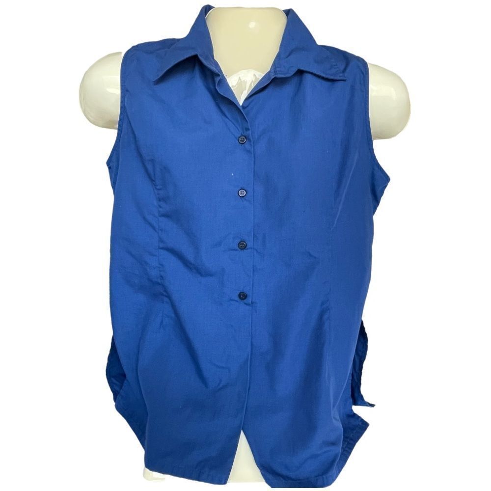 SLEEVELESS COLLARED SHIRT ROYAL BLUE, XL‎